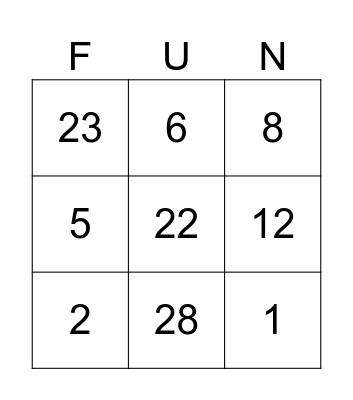 FUN Bingo Card