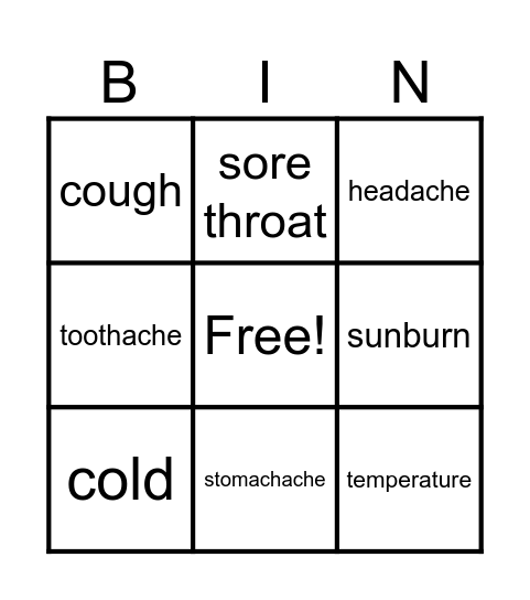 Injuries Bingo Card