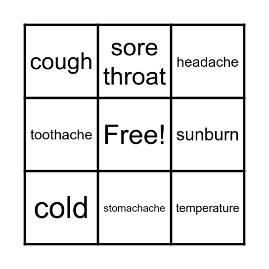 Injuries Bingo Card
