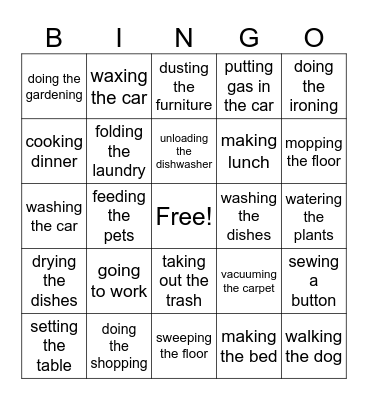 DAILY CHORES Bingo Card