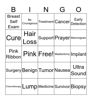 Breast Cancer Awareness Pink PJ Night Bingo Card
