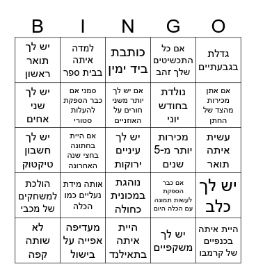 Bridal Bingo Card