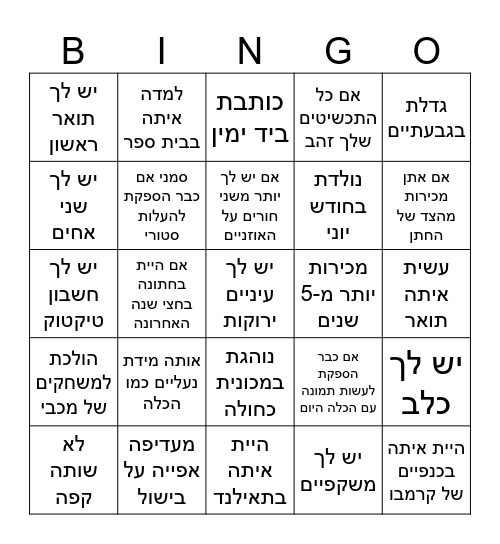 Bridal Bingo Card