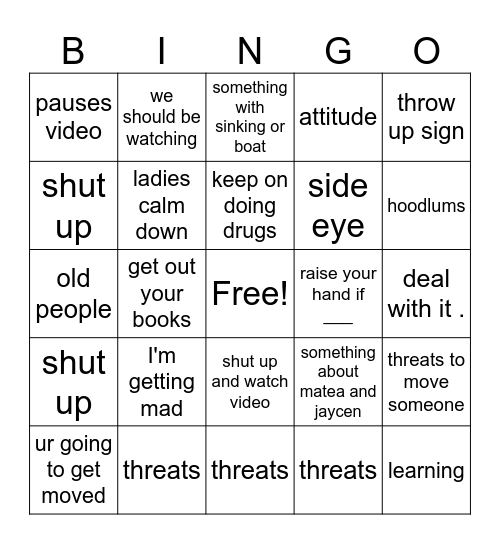 Mr.O Bingo Card