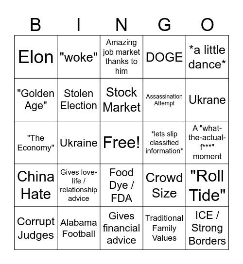 Make America Graduate Again Bingo Card
