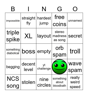 GD Recent Tab Bingo Card
