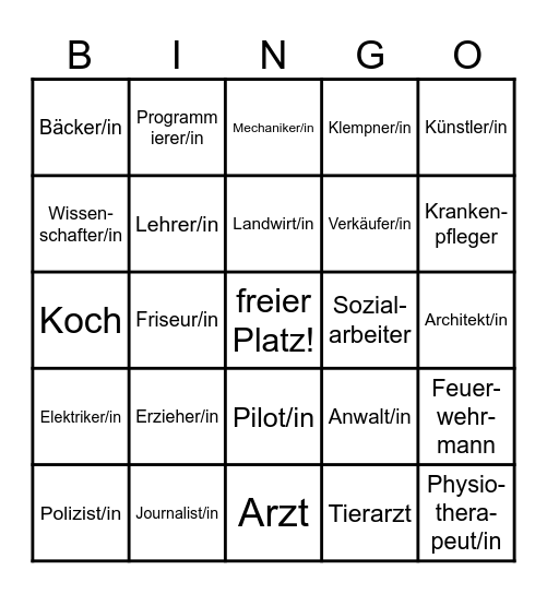 Berufe & Karriere Bingo Card