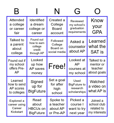 🎓 STUDENT BINGO Card
