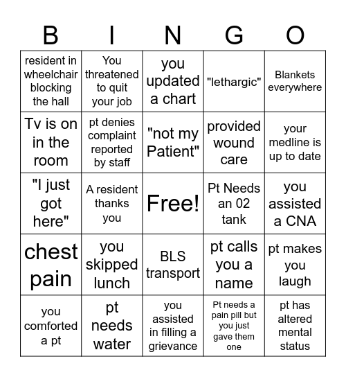 SNF BINGO Card