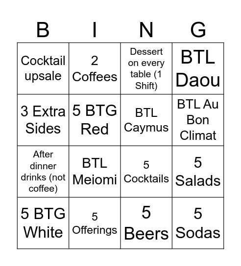 Black Sheep Bingo Card