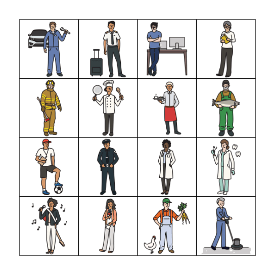 Carreras y Oficios Bingo Card