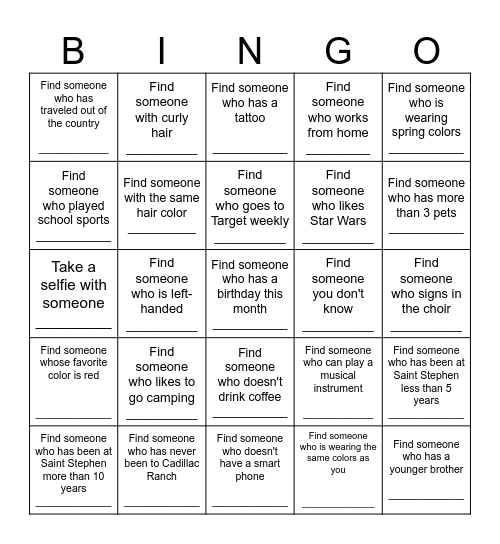 Saint Stephen Bingo Card