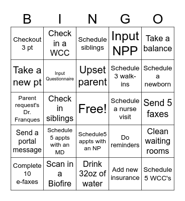 Front Desk Friends Bingo Card