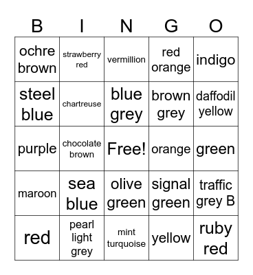 colors :D Bingo Card