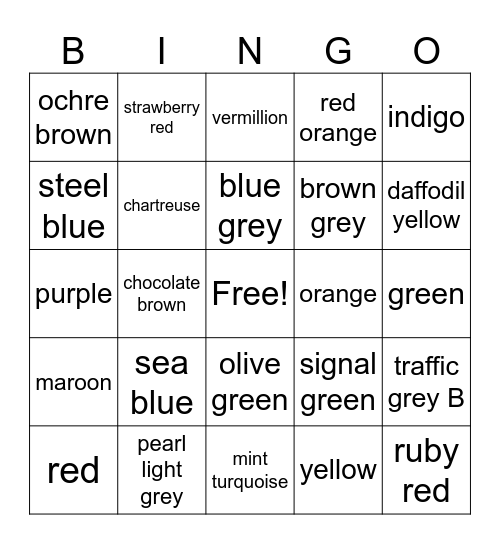colors :D Bingo Card