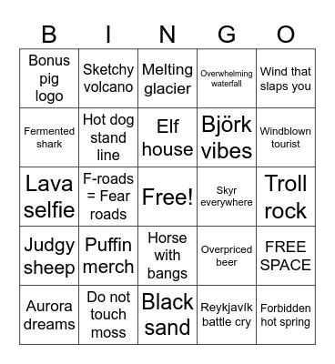 Icelandic Bingo Card