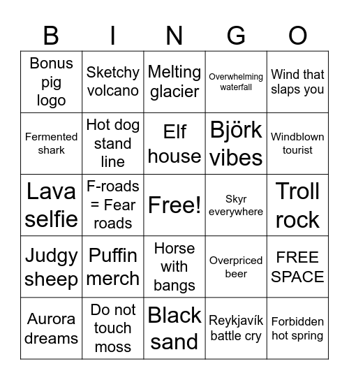 Icelandic Bingo Card