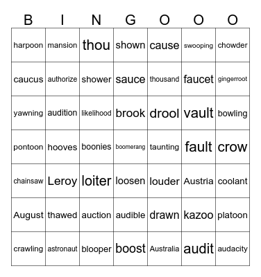5 IN A ROW Bingo Card