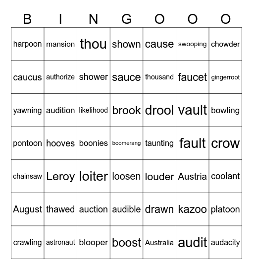 5 IN A ROW Bingo Card