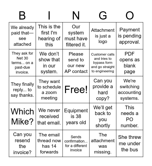 Office Bingo Card