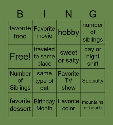 Human Bingo Card