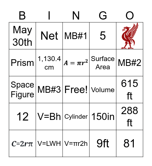 Math Bingo 5/2/25 Bingo Card