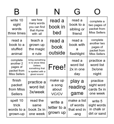 Christian's Bingo Card