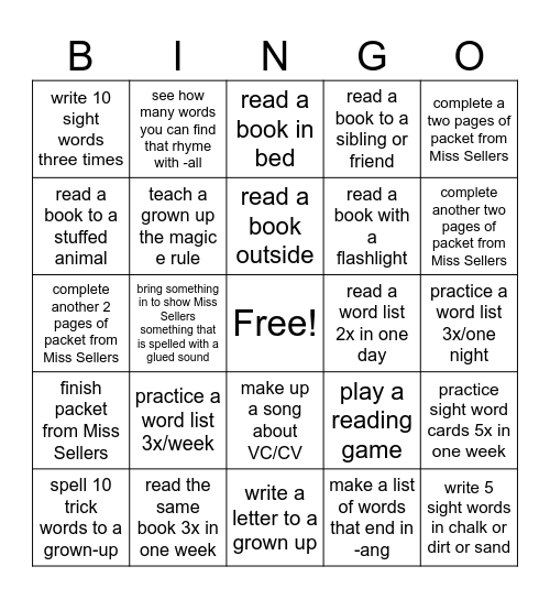 Christian's Bingo Card