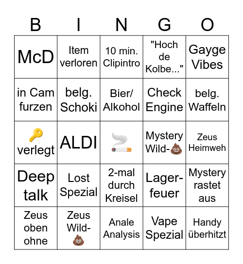 Belgien Tour Bingo Card
