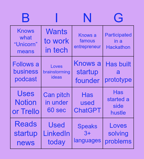 START Bingo Card