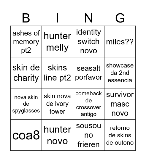 idv 4/5 Bingo Card