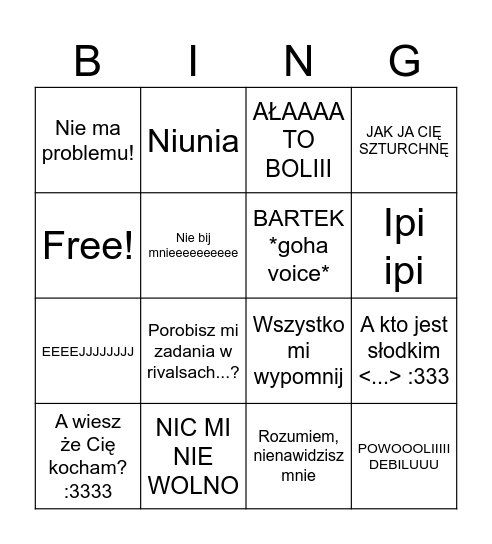 Wilbert Bingo Card