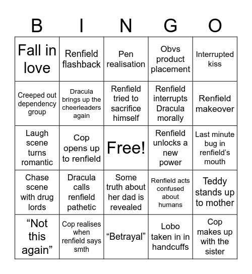 Renfield Bingo Card