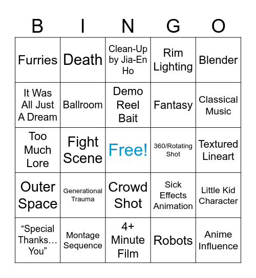 2025 Animation Celebration Bingo Card