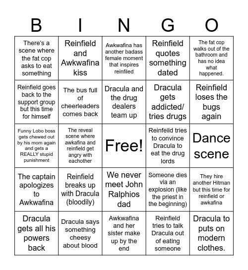 reinfield Bingo Card