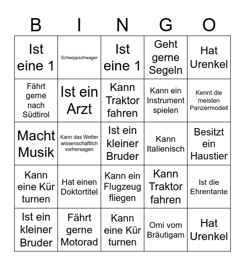 Gästebingo Card