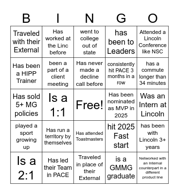 MG Bingo Board Bingo Card