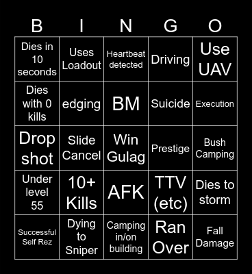 Paycho board Bingo Card