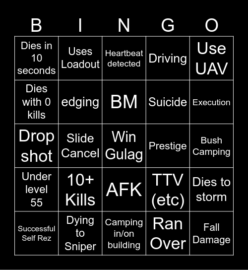 Paycho board Bingo Card