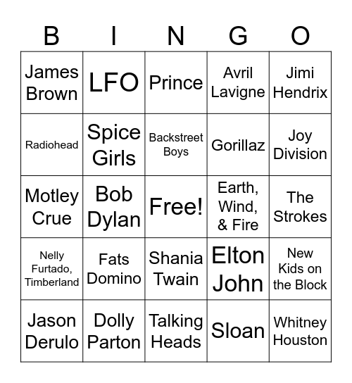 Bingo Game One Bingo Card