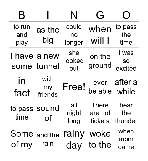 3rd grade Bingo Card