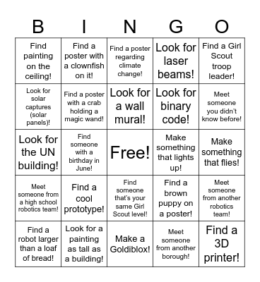 Robotics STEM Bingo! Bingo Card
