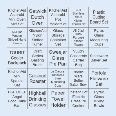 Bridal Shower Bingo Card