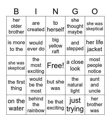 4th Grade Bingo Card