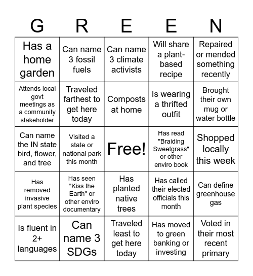 MCF Community Bingo Card