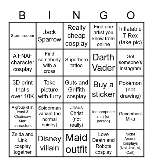 Comic Con Bingo 2025 Bingo Card