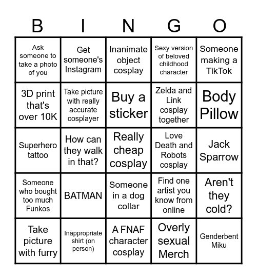Comic Con Bingo 2025 Bingo Card