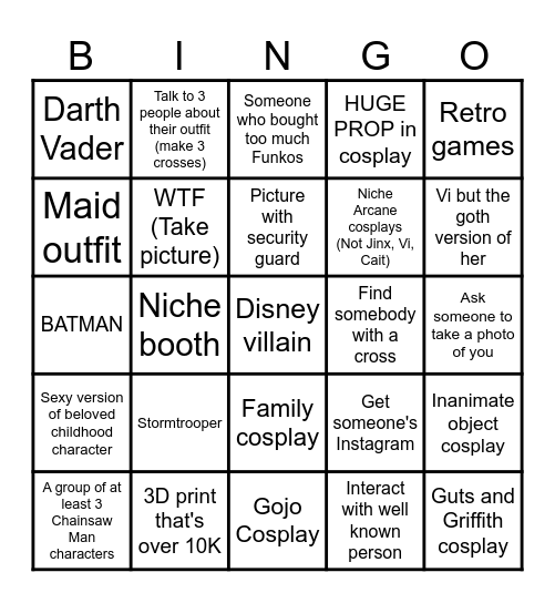 Comic Con Bingo 2025 Bingo Card