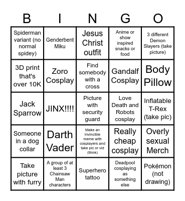 Comic Con Bingo 2025 Bingo Card