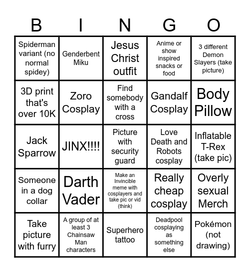 Comic Con Bingo 2025 Bingo Card